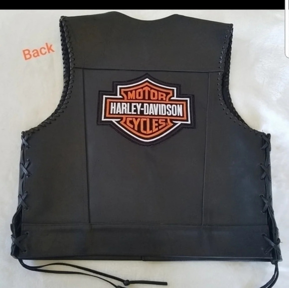 Harley-Davidson Custom Made Leather Side Laced Vest - Picture 13 of 13